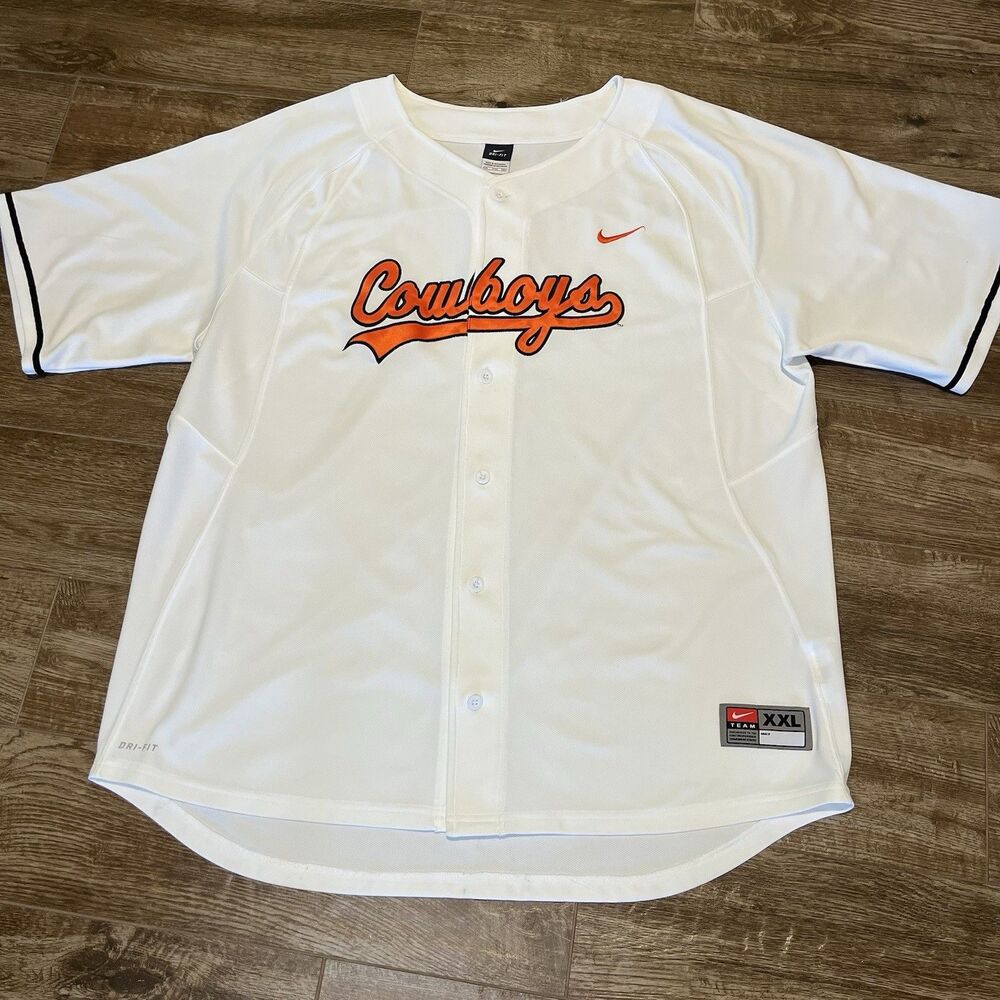 Nike Team Oklahoma State Cowboys Baseball Jersey Mens 2XL OSU Button Stitched